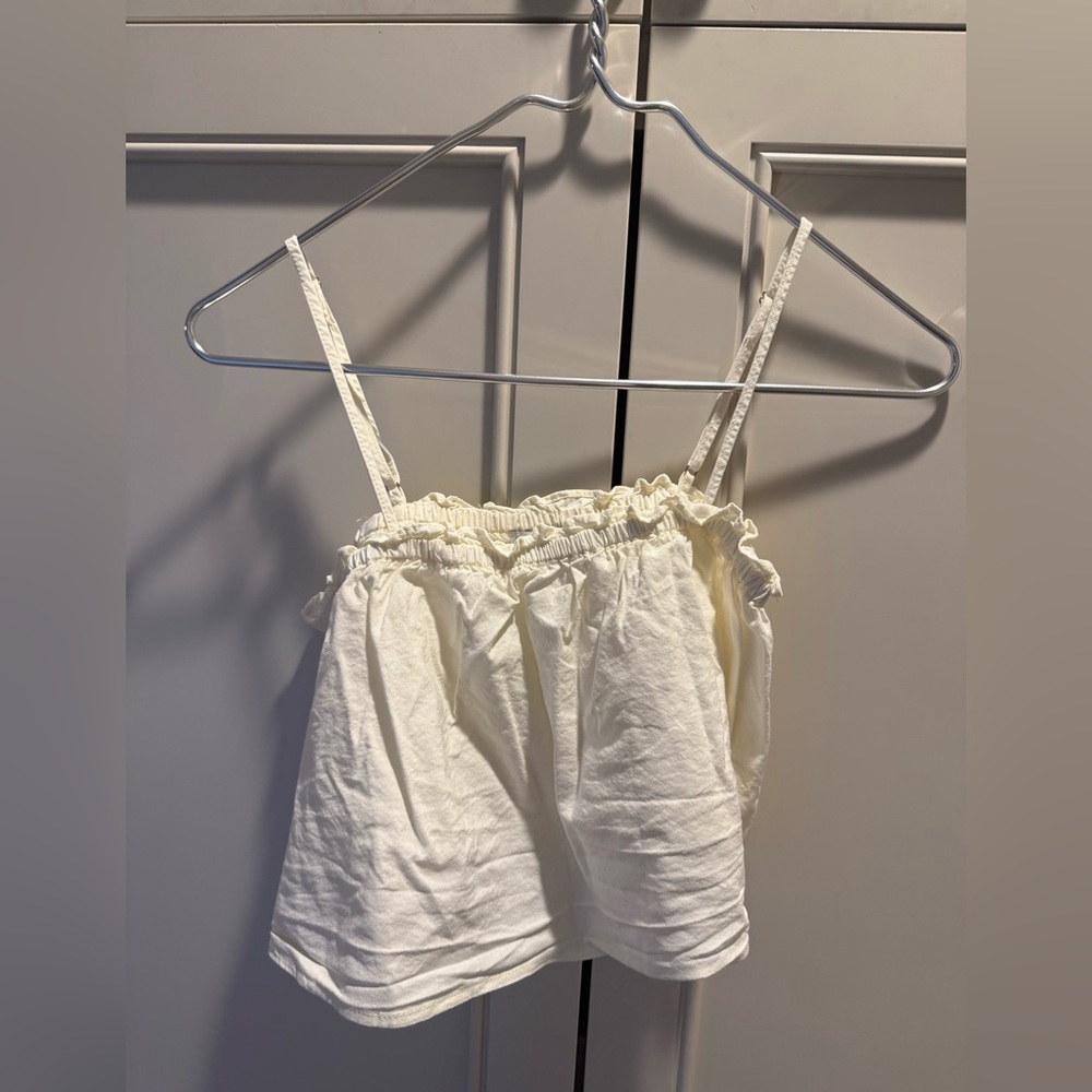 WeWoreWhat Cream Ruffled Cropped Cami Top